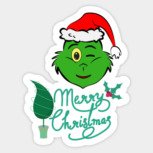 Cute Santa - Green Elf - Merry Christmas Sticker